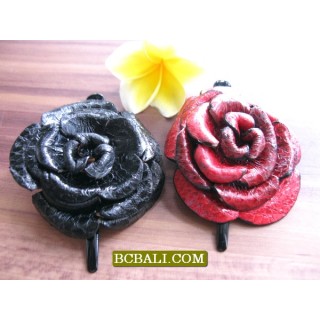 Leather Hair Clips Accessories Flowers Tropical 